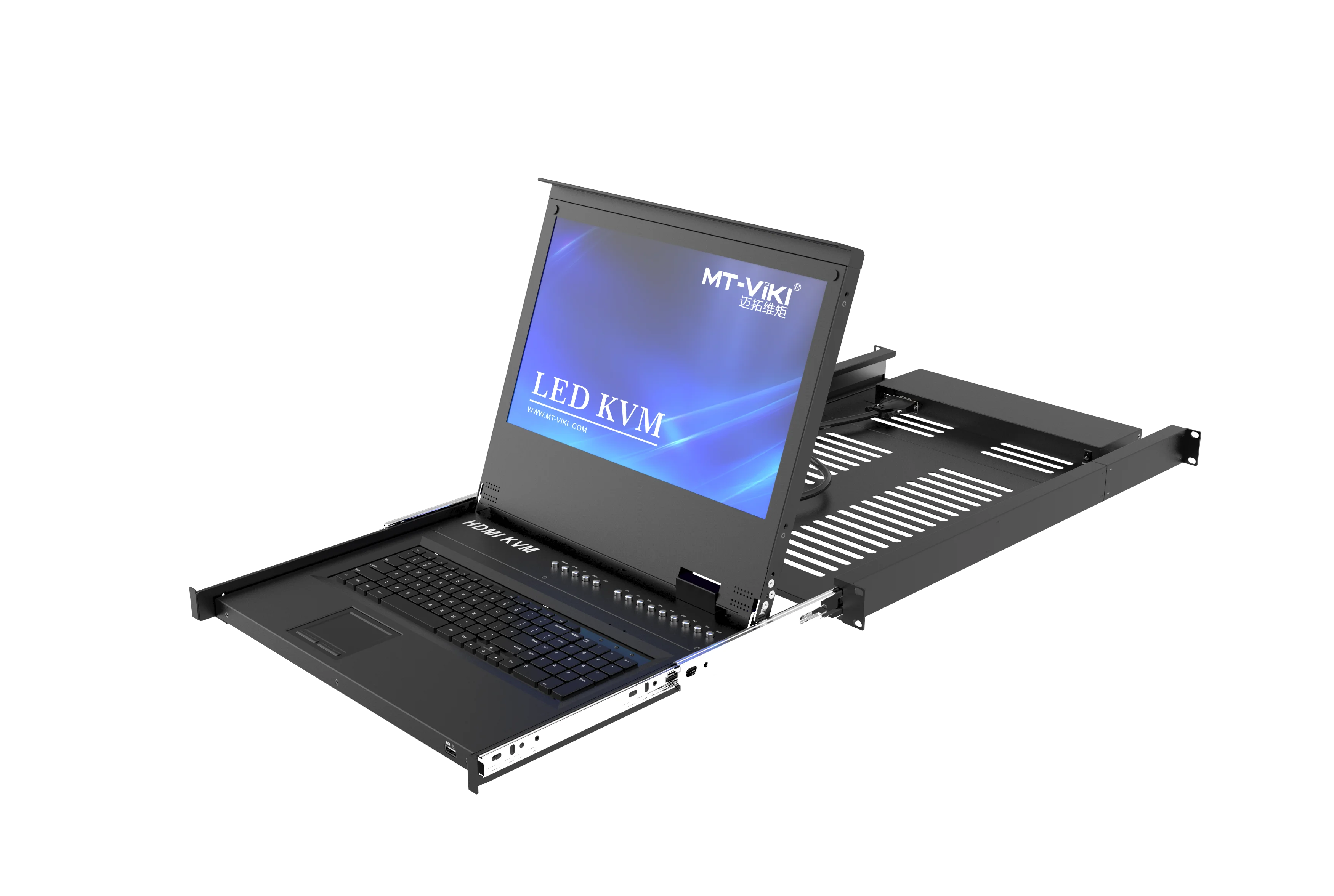 17.3 Inch HDMI LCD KVM Switch 8 Port + 8-pack Cables, MT-VIKI 8x1 LCD KVM Console 1U Rack LCD KVM Switch