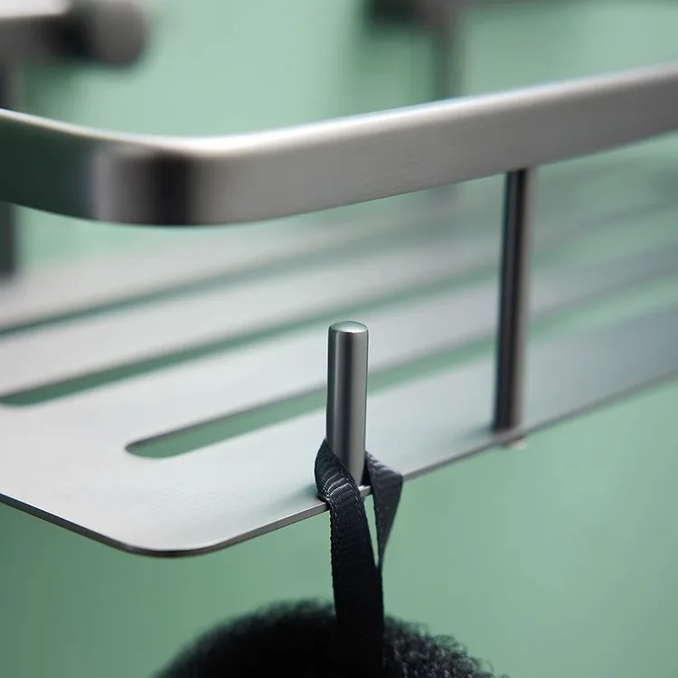 Gun gray all copper light luxury triangular basket rack hotel bathroom bathroom home punching installation