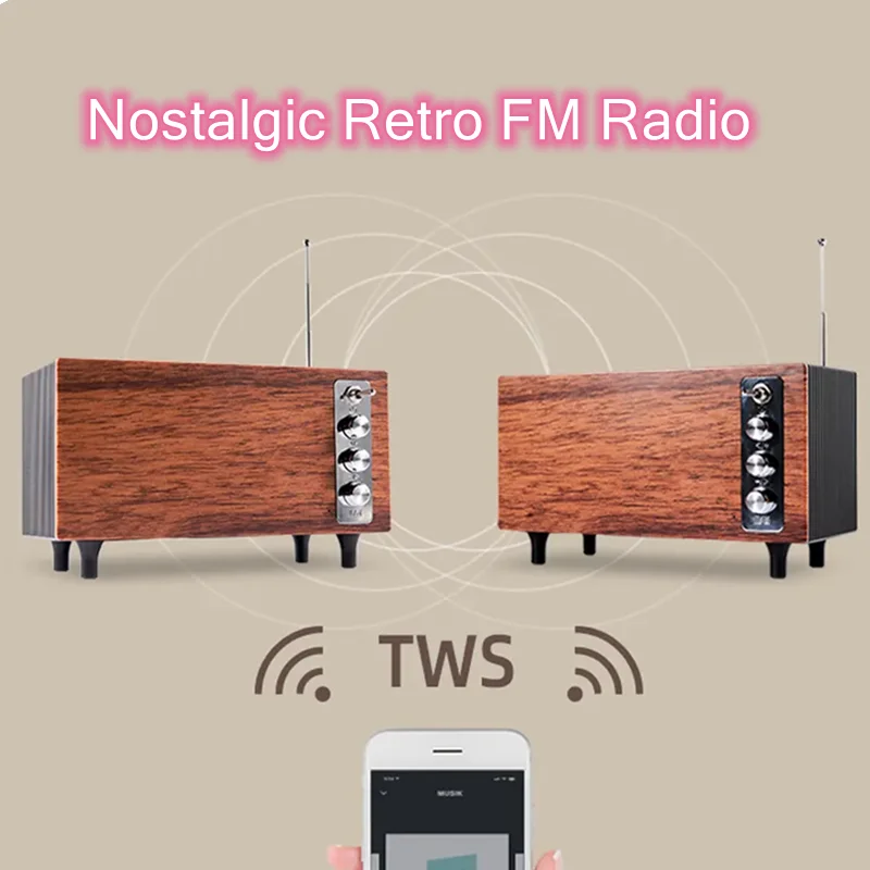 

Portable Nostalgic Retro FM Radio Wooden Vintage Radio Receiver Wireless Subwoofer Bluetooth Speaker Sound Bar Supports TF Card