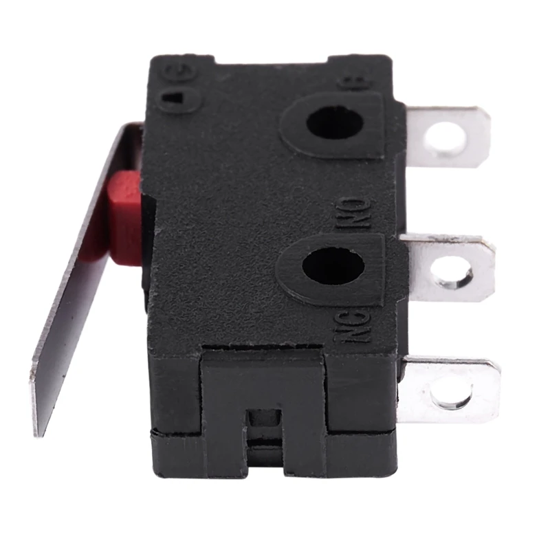 Micro-Limit Switch em preto e prata, momentâneo, SPDT, 3 pinos, CA 125V, 250V, 5A, 60pcs