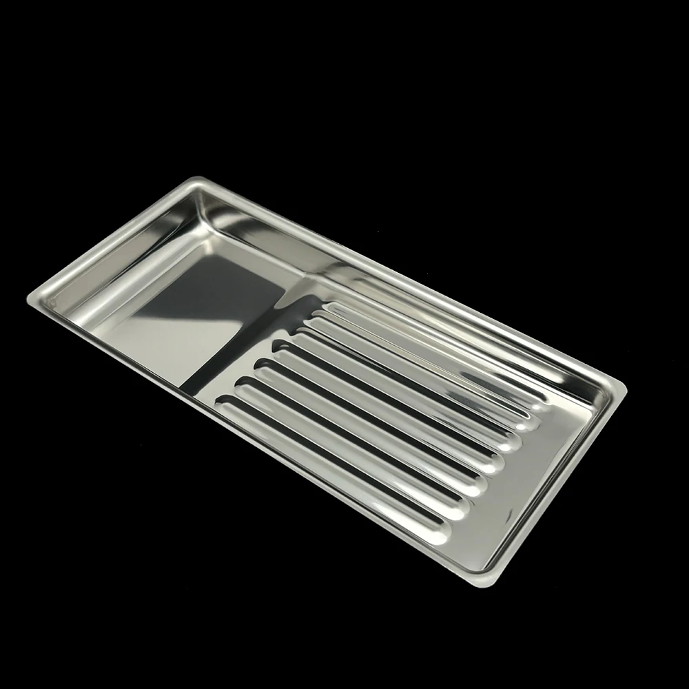 Stainless Steel Metal Placement Box Dental Surgical Medical Tray Rectangular Dentistry Lab Instrument Tray