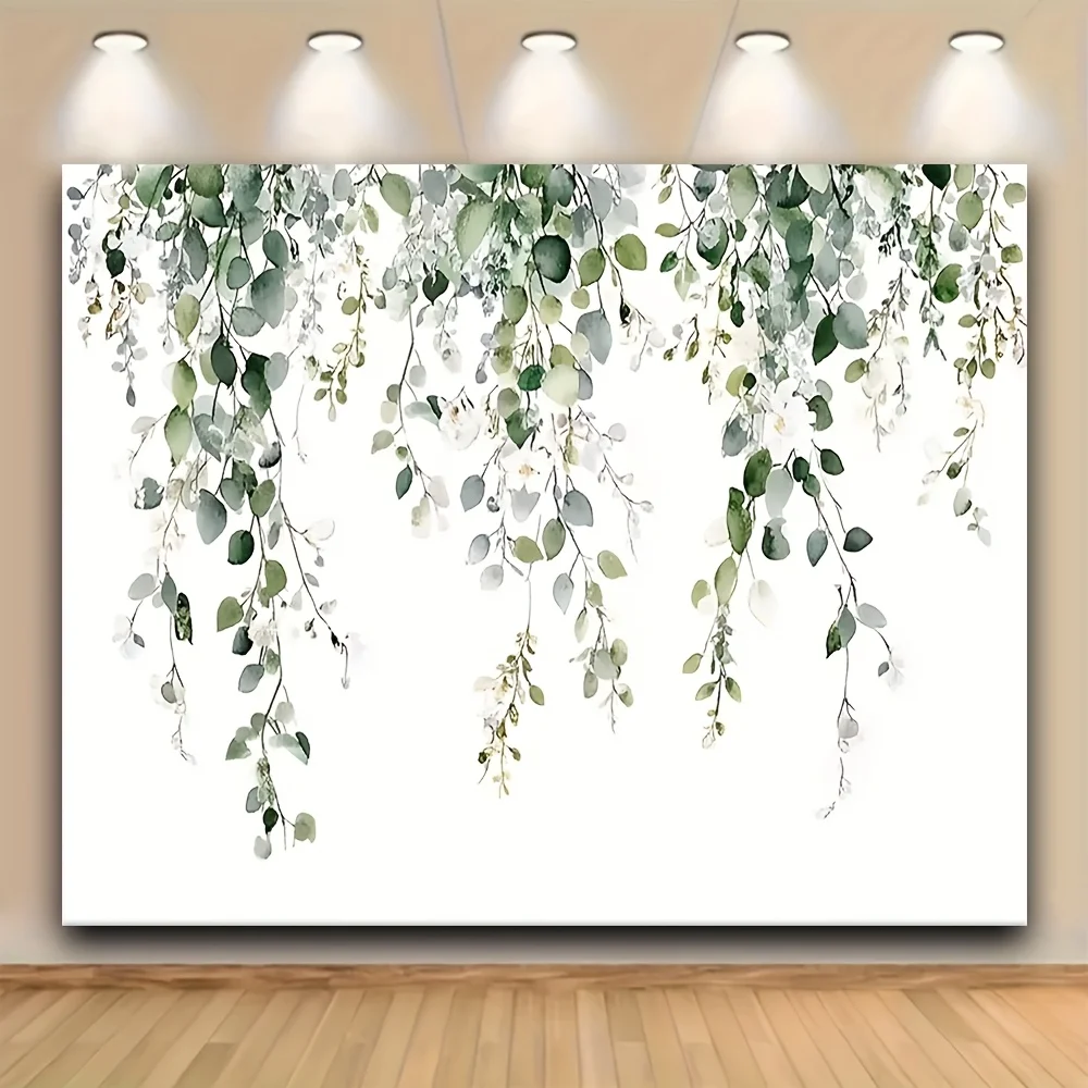 2D Flat 1pc Nordic Leaves Backdrop Polyester Fiber Studio Backdrop Nordic Leaves Spring Still Life Elegant Floral Design