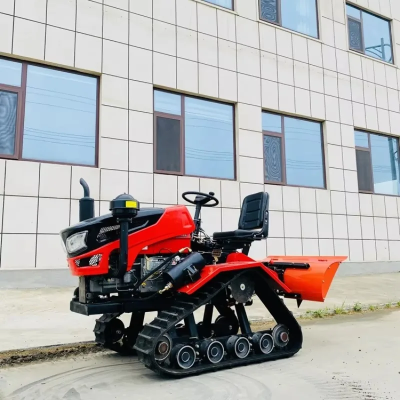 Tracked Diesel-Powered Rotary Cultivator Multi-function Paddy Field Dry Land Micro-tiller Riding Type Farm Fertilizer
