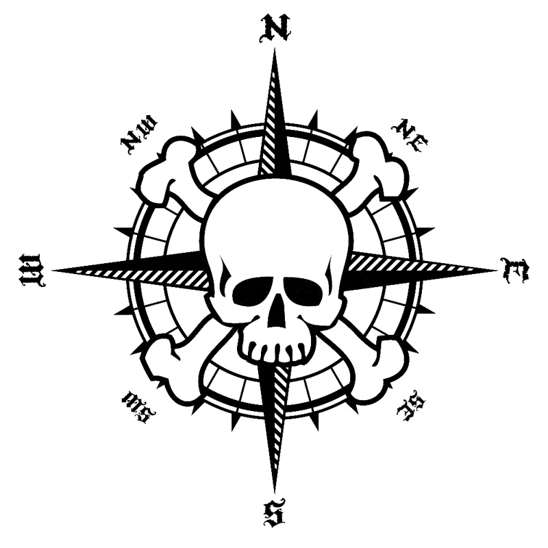 Creative Pirate Skull Compass Personalized Car Sticker PVC Body Exterior Accessories Motorcycle Laptop Decoration Auto Decal