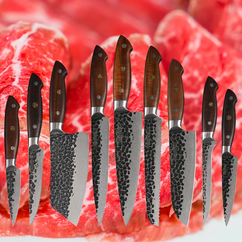 Professionele Japanse Koksmes Set Hand Gesmeed Keuken Vlees Hakmes Uitbenen Steak Messen Slager Santoku Vis Fruit Broodmes