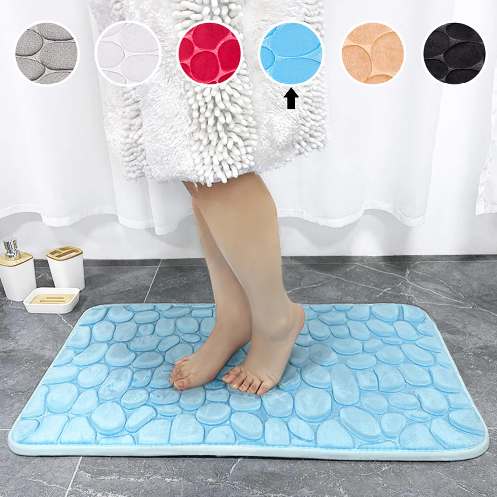 

Bathroom Foot mat Memory Foam Pad Cobblestone Embossed Bathroom Bath Mat Non-slip Carpets Rapid Water Absorption Shower Room Mat