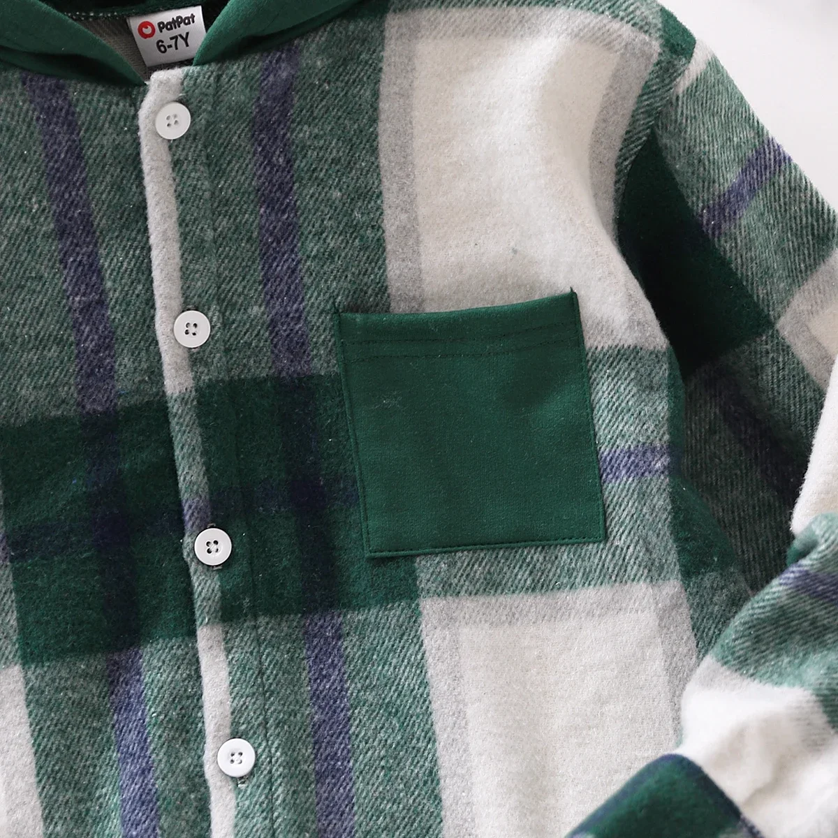 PatPat Kid Boy Plaid Button Up Hoodie Soft Comfortable Perfect for Outings Daily Wear Basic Style Suitable for Autumn Season