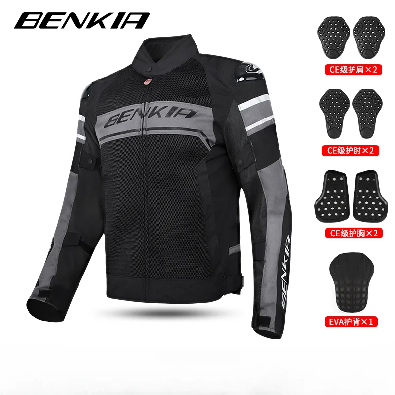 

BENKIA Men's Biker Jacket Summer Mesh Breathable Motorcycle Jacket with CE Protective Gear Anti-drop Commuter Motorbike Jacket