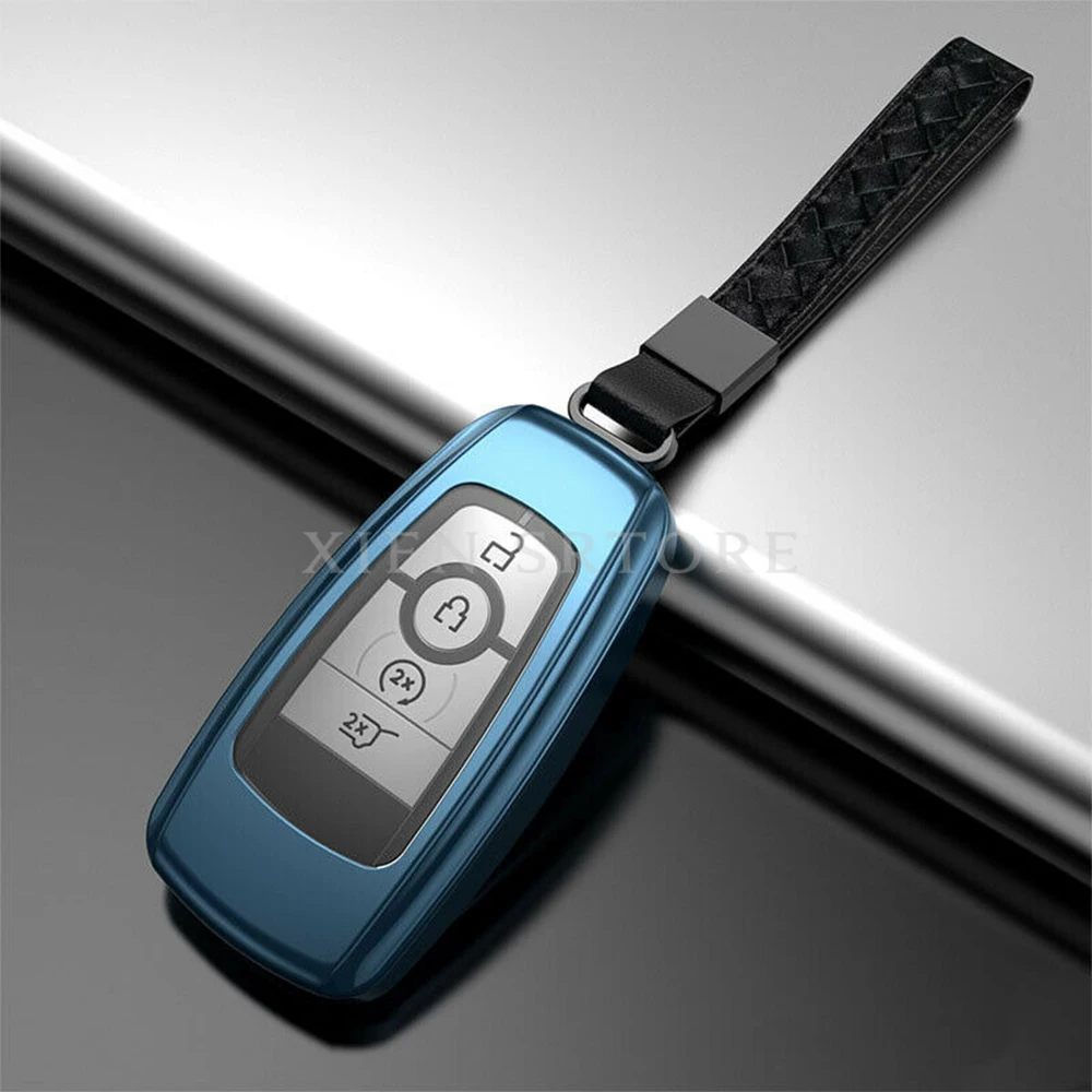 

Aluminum Alloy Metal Car Remote Smart Key Fob Holder Cover Case Skin Protector Keychain Fit For Ford Mondeo Lincoln Accessories