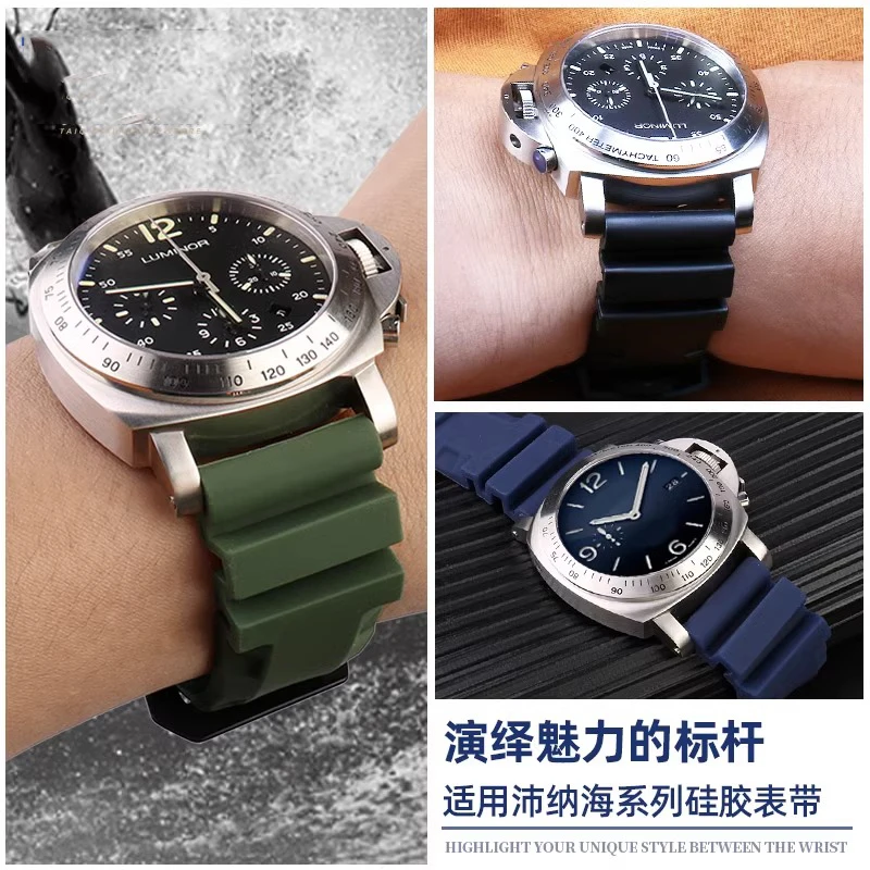 Watch Band For Panerai SUBMERSIBLE PAM 111 441 616 Soft Silicone Rubber Men Watch Strap Watch Accessories Bracelet 22mm 24mm