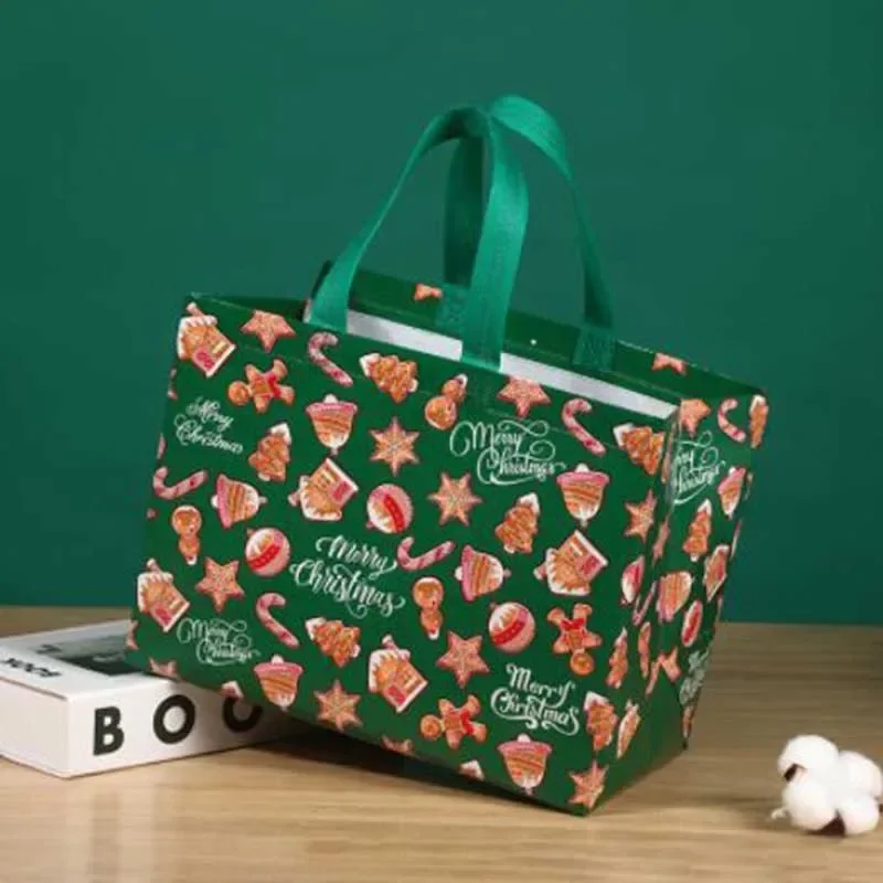 Christmas Series Printing Eco Shopping Bag Foldable Reusable Tote Folding Pouch Travel Non-woven Bathroom Storage Bag