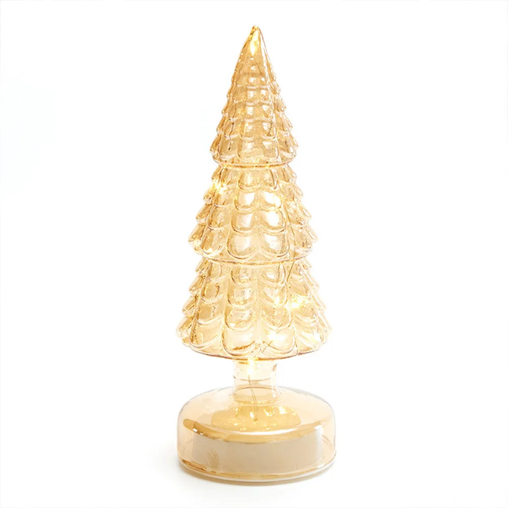 Glass Christmas Trees with LED Lights, Upgraded Christmas Tree Figurines, Sparkling Handmade, Perfect for centerpieces