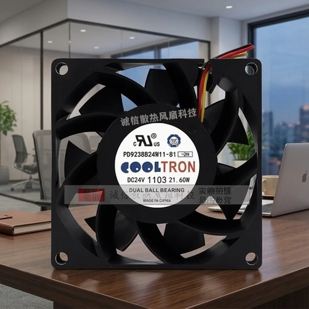 For COOLTRON PD9238B24W11-81 DC24V 21.06W 3-Wire Inverter Silent Cooling Fan