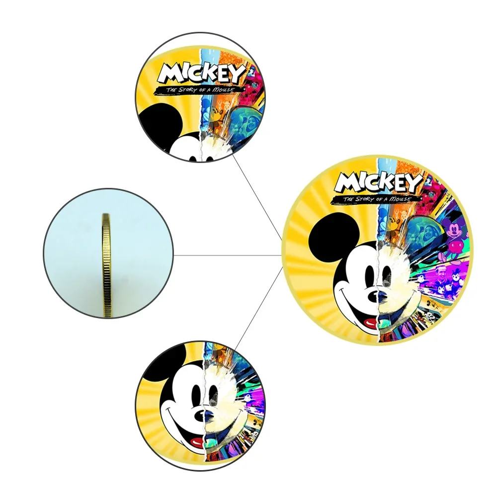 Disney Gold Color Mickey Mouse Commemorative Coins Cartoon Coin Cute Children Gift Furniture Decoration Coin Minnie Lucky Coins