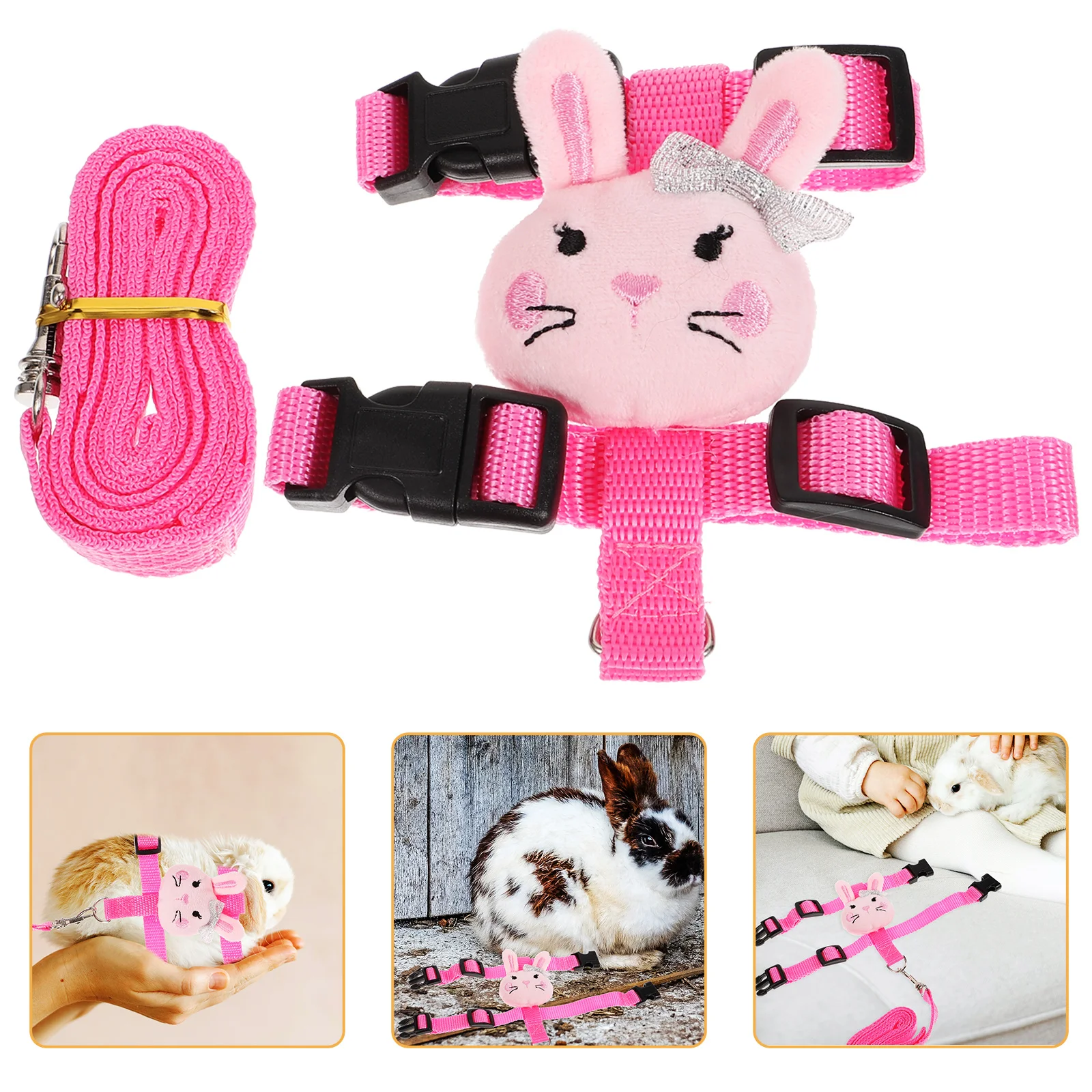 

1Set Pet Harness Leash Adjustable Bunny Rabbit Harness Leash for Walking Running Outdoor Small Pets Traction Rope Comfort Secure