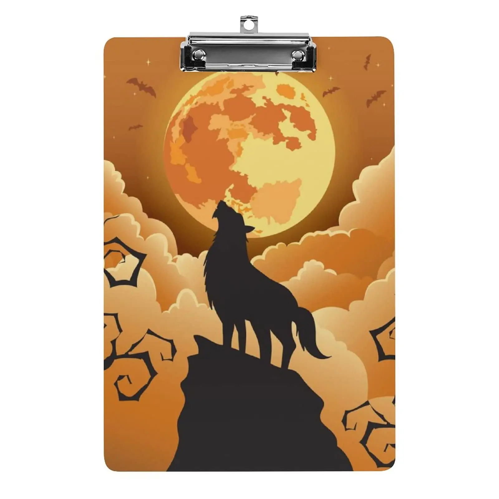 Wolf Pattern Acrylic Clipboard Cute Lightweight A4 Clip Board for Office School for Hanging Decorative Nursing Classroom Study