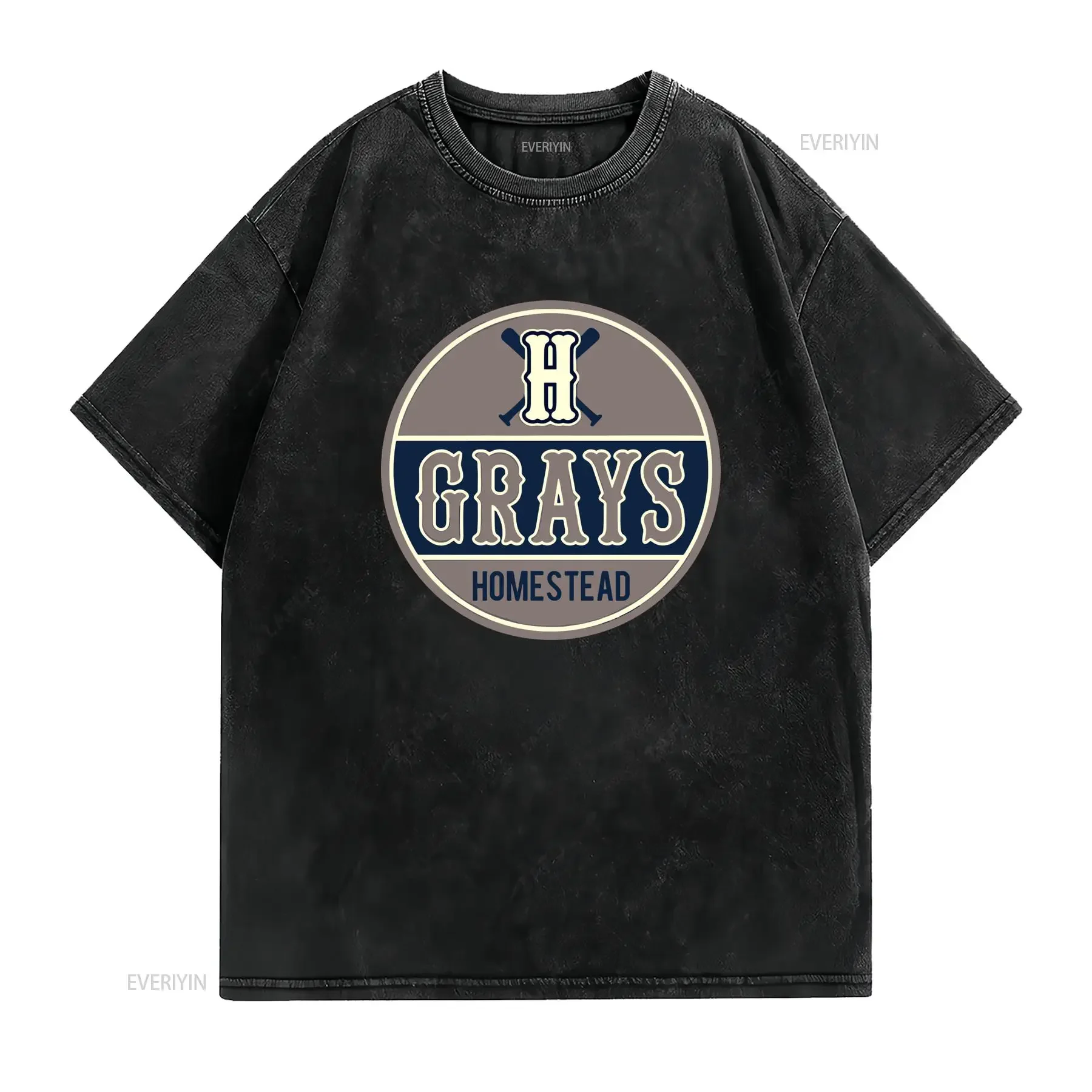 Retro Vintage Homestead Grays Baseball Team Badge Print Casual T Shirt vintage Washed fashion Unisex Slightly designer clothes