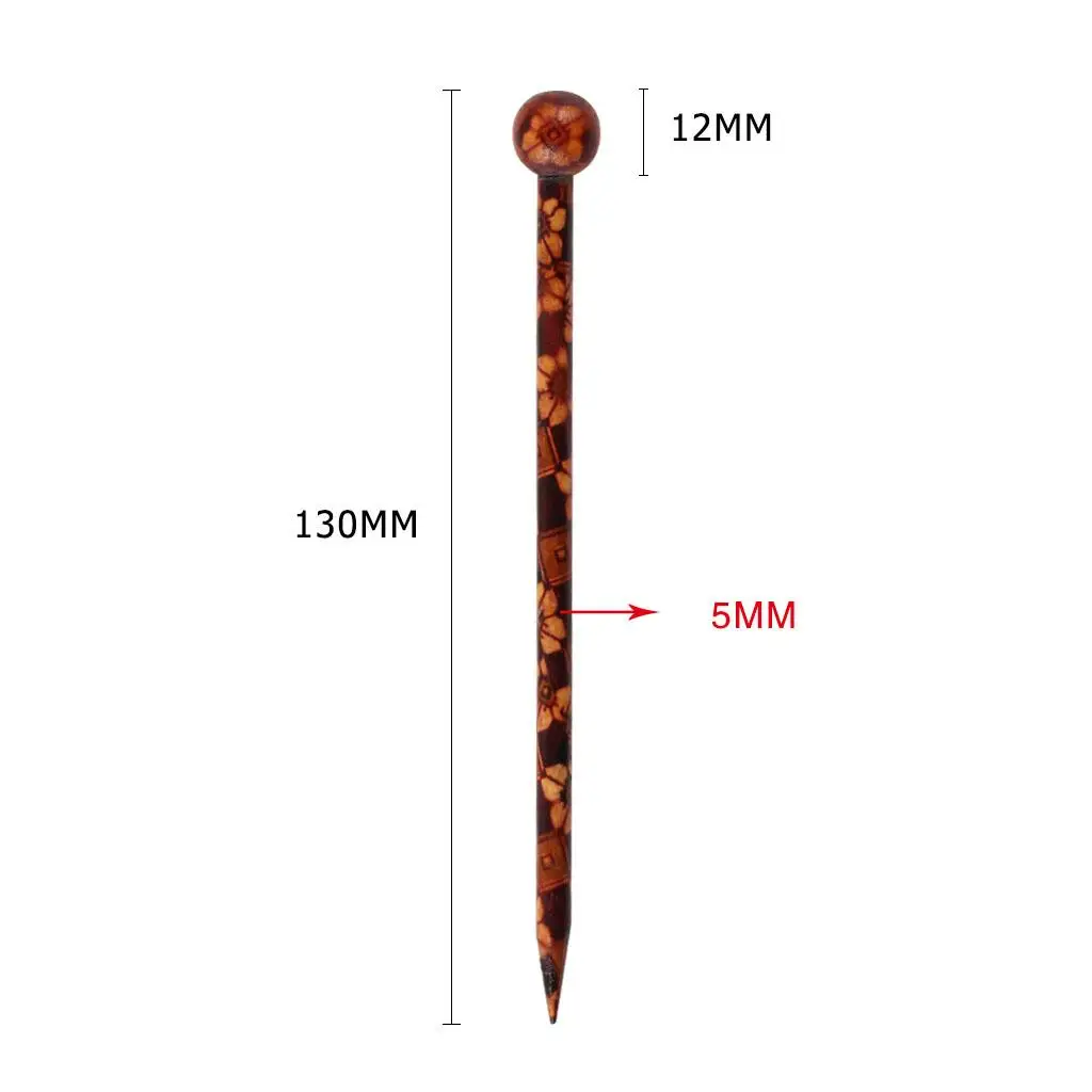 12Pieces 5.12inch Retro Hair Sticks Flowers Printed Wood Hairpin Chopsticks Wooden Hairpin Headdress DIY Accessories