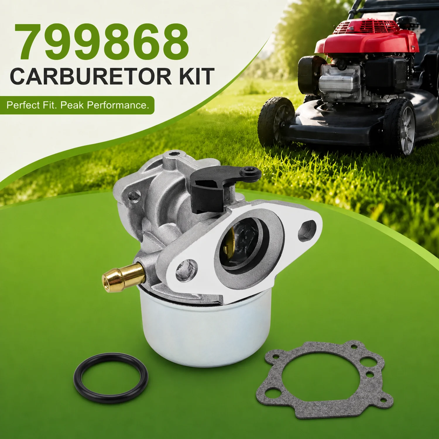 799868 Carburetor fits Briggs and Stratton 498170 497586 498254 497314 497347 694202 693909 692648 799872 Gasket and O-Ring