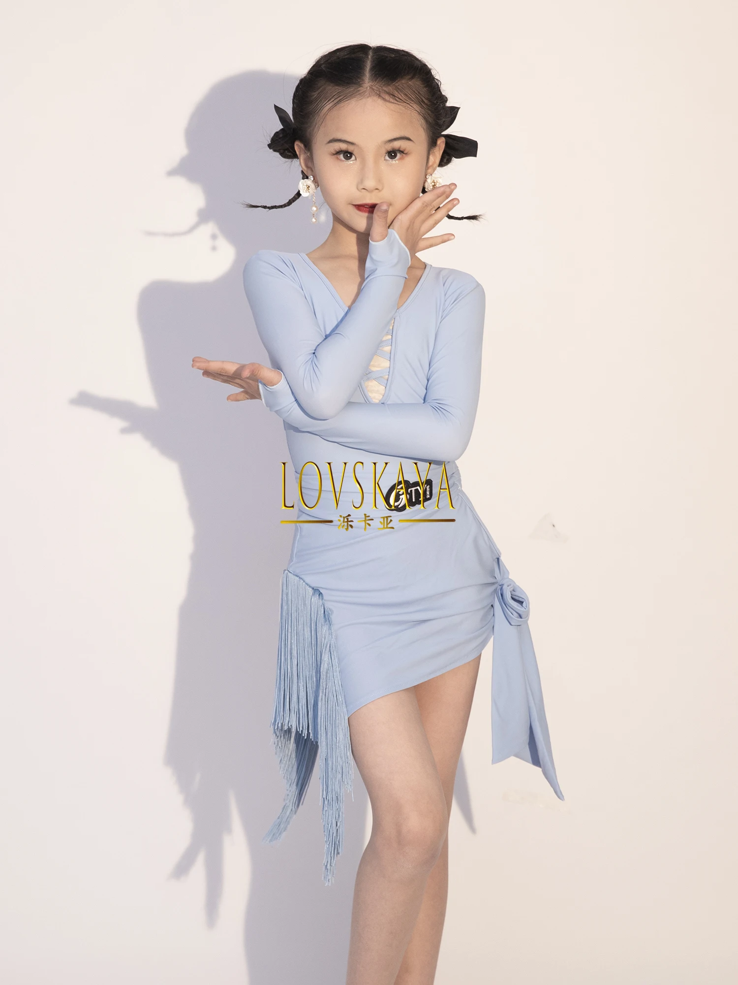 

New Latin Dance Costume Long sleeved Training Clothes Girls Dance Performance Clothes Children Female