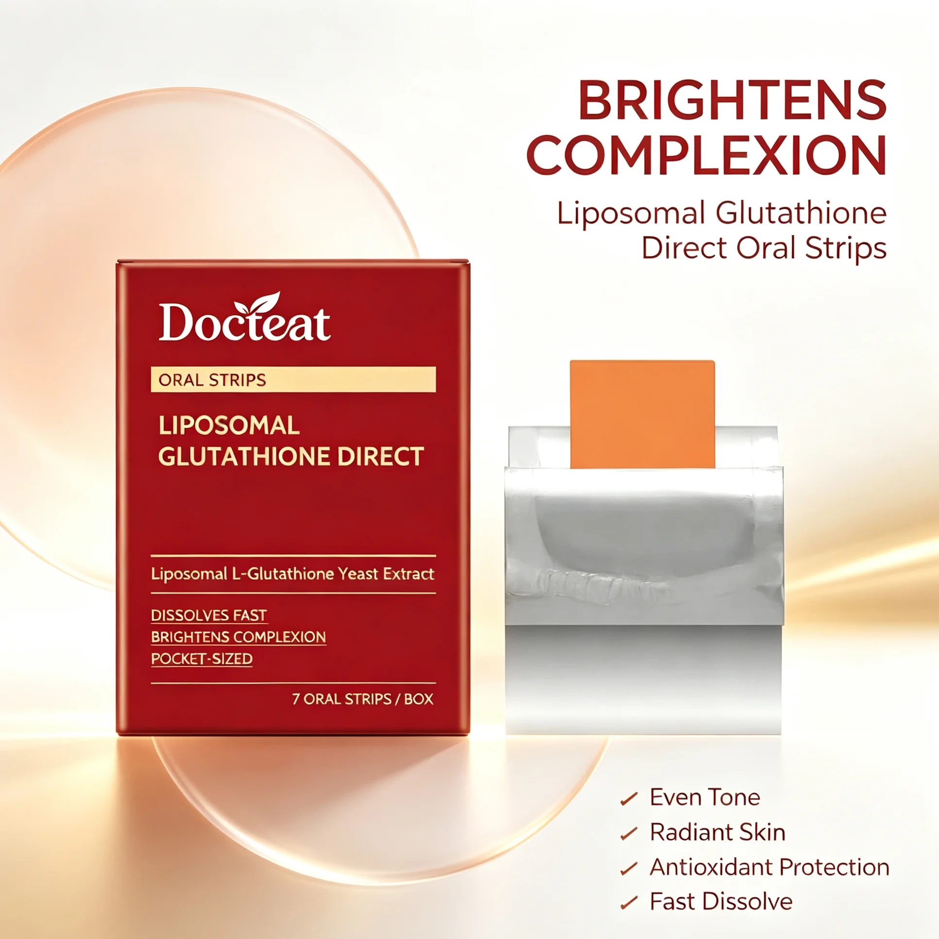 L-Glutathione Liposomal Oral Melt Tablets Antioxidant Support Glowing Skin Tone Anti-Aging Daily Beauty Dietary Supplement