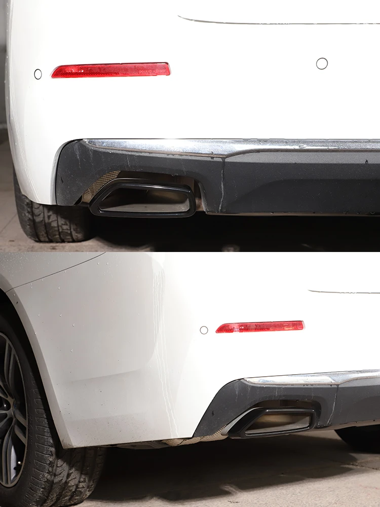 X2 Edelstahl-Endschalldämpfer Auspuffrohr-Abdeckung Zierleiste Passend für BMW 5er 6er GT G30 G38 G32 2018-2023 – Detail 2