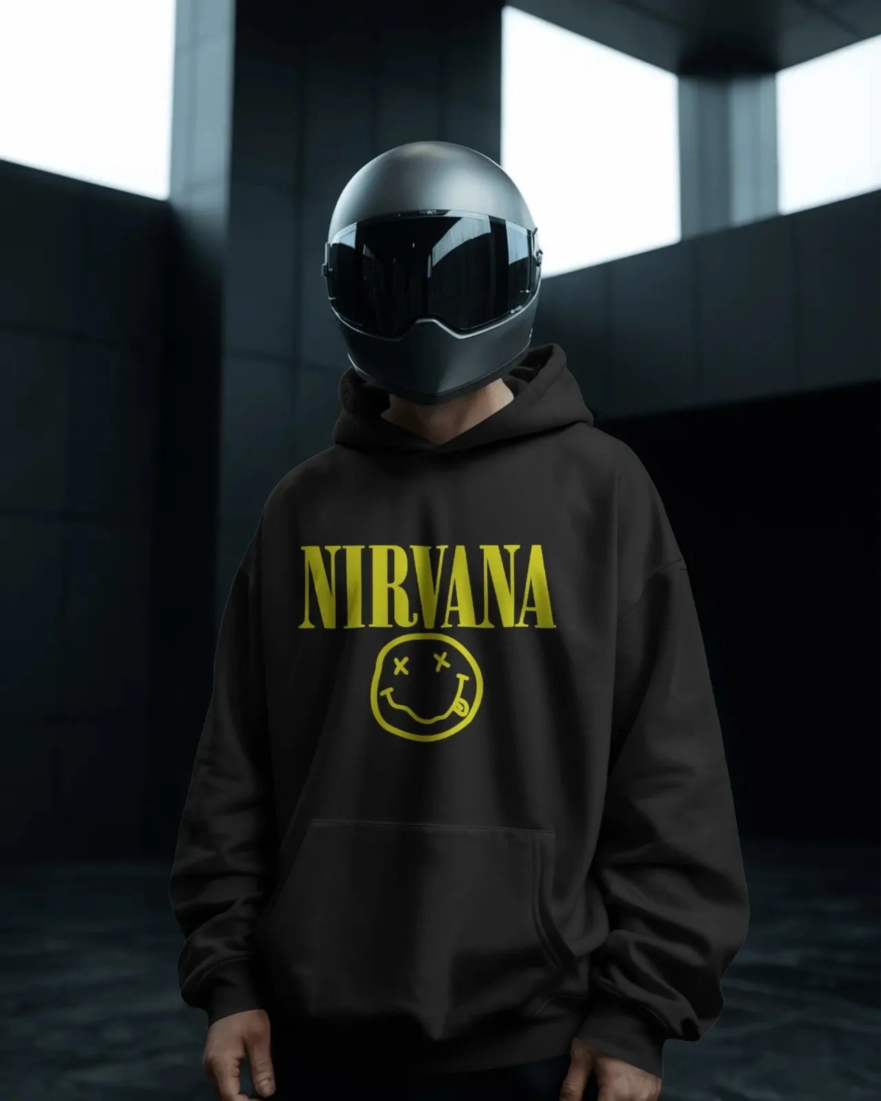 Nirvana Hoodie Smiley Logo Grunge Rock Band Pullover Sweatshirt Unisex Los Casual Street Fashion Trendy High Street Wear