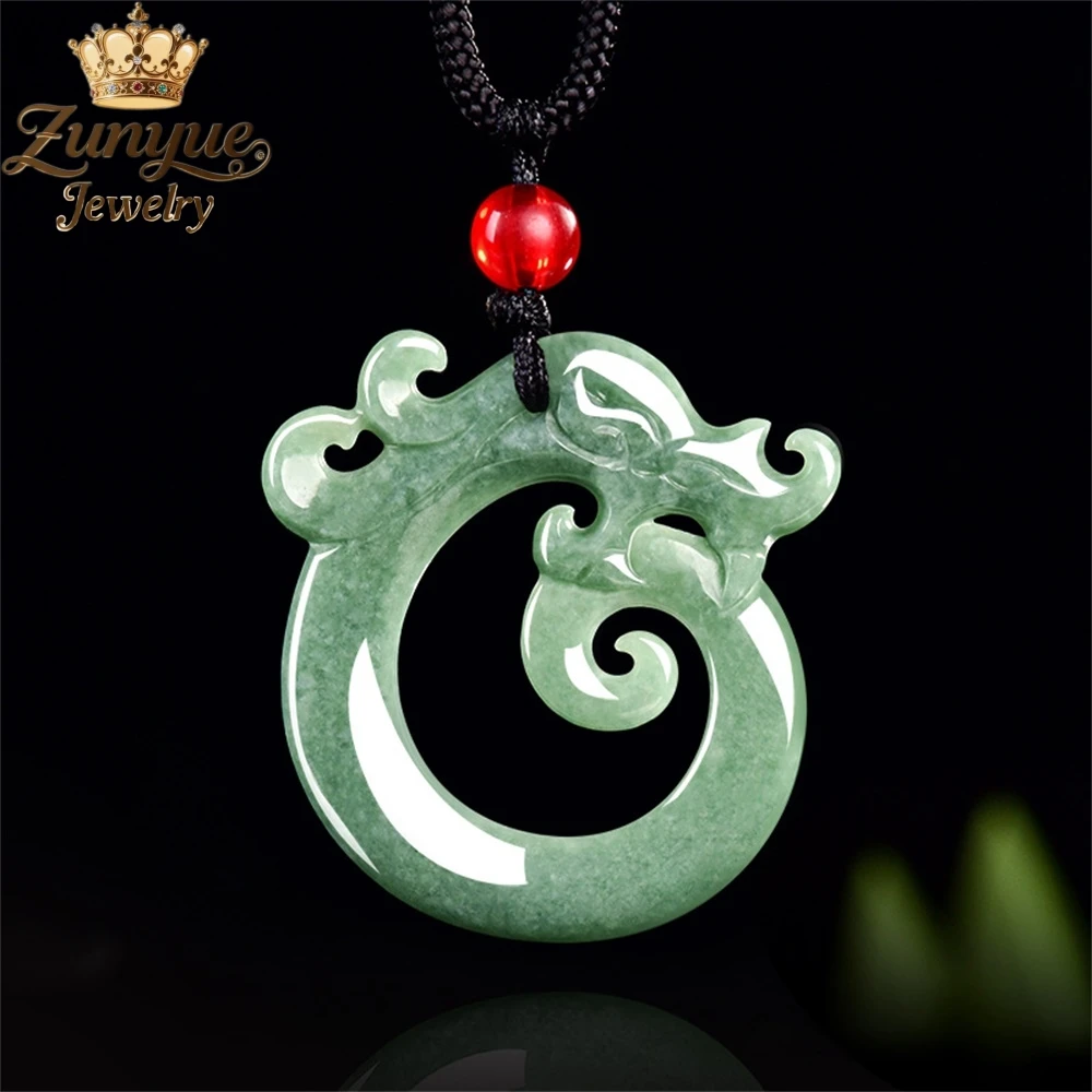 

Natural A-Grade Jade Bean Curd Green Ancient Dragon Pendant Luxury Quality Jewelry Fashion Jewelry Charms Exquisite Popular Gift
