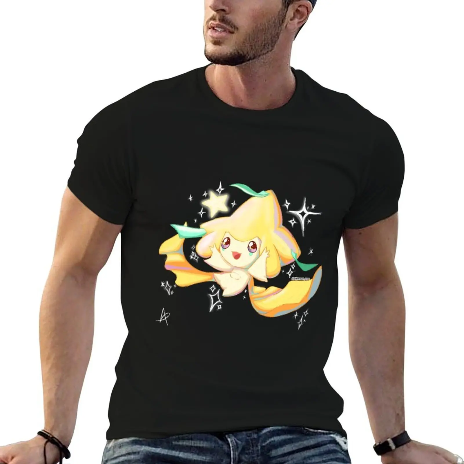

Футболка Jirachi FanArt V2, дизайнерская мужская футболка, футболка из тяжелого хлопка
