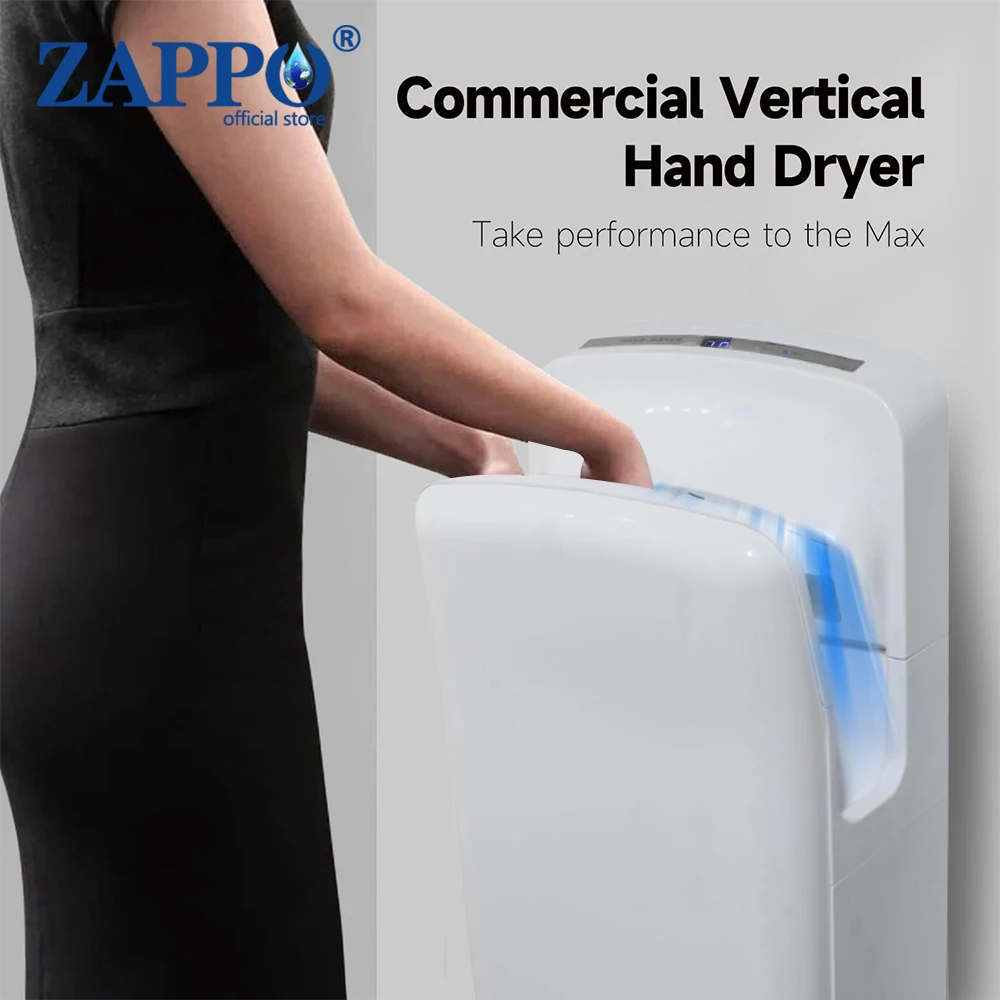 ZAPPO Vertical Toilet Automatic Hand Dryer High Speed Automatic Air Dryer Warm Air Fast Drying for Bathroom Hotel Commercial