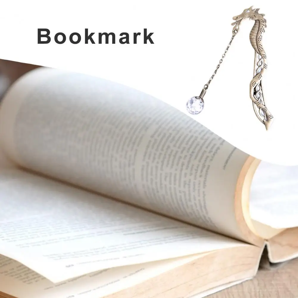 

11.5cm Bookmark Vintage Style Metal Dragon Design With Luminous Beads Fade-resistant Bookmark For Gift Stationery Accessories