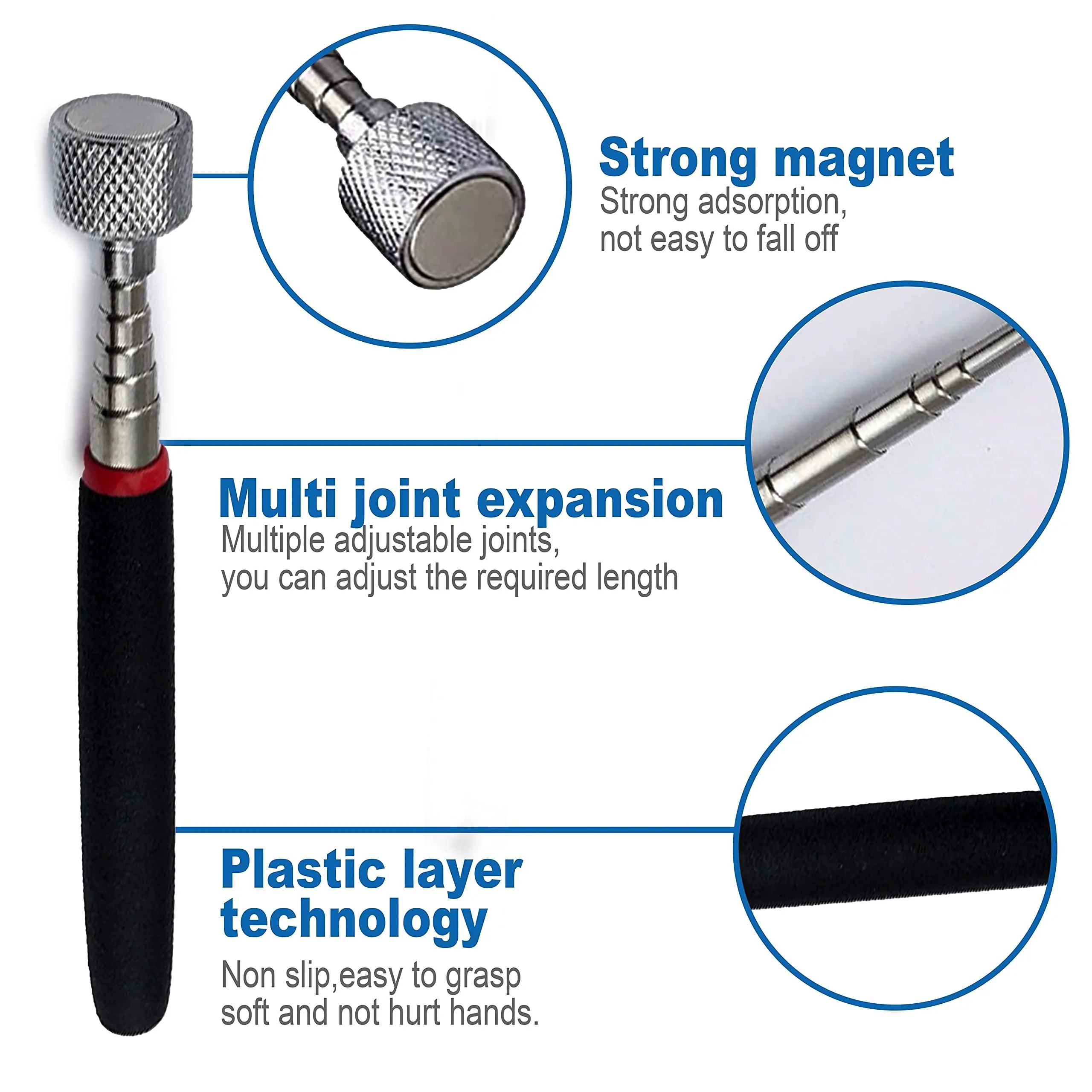 10LB Magnet Stick Telescoping Magnetic Pick Up Tool Telescopic Magnet Pull Capacity Small Metal Extends Tools magnetic pick-up