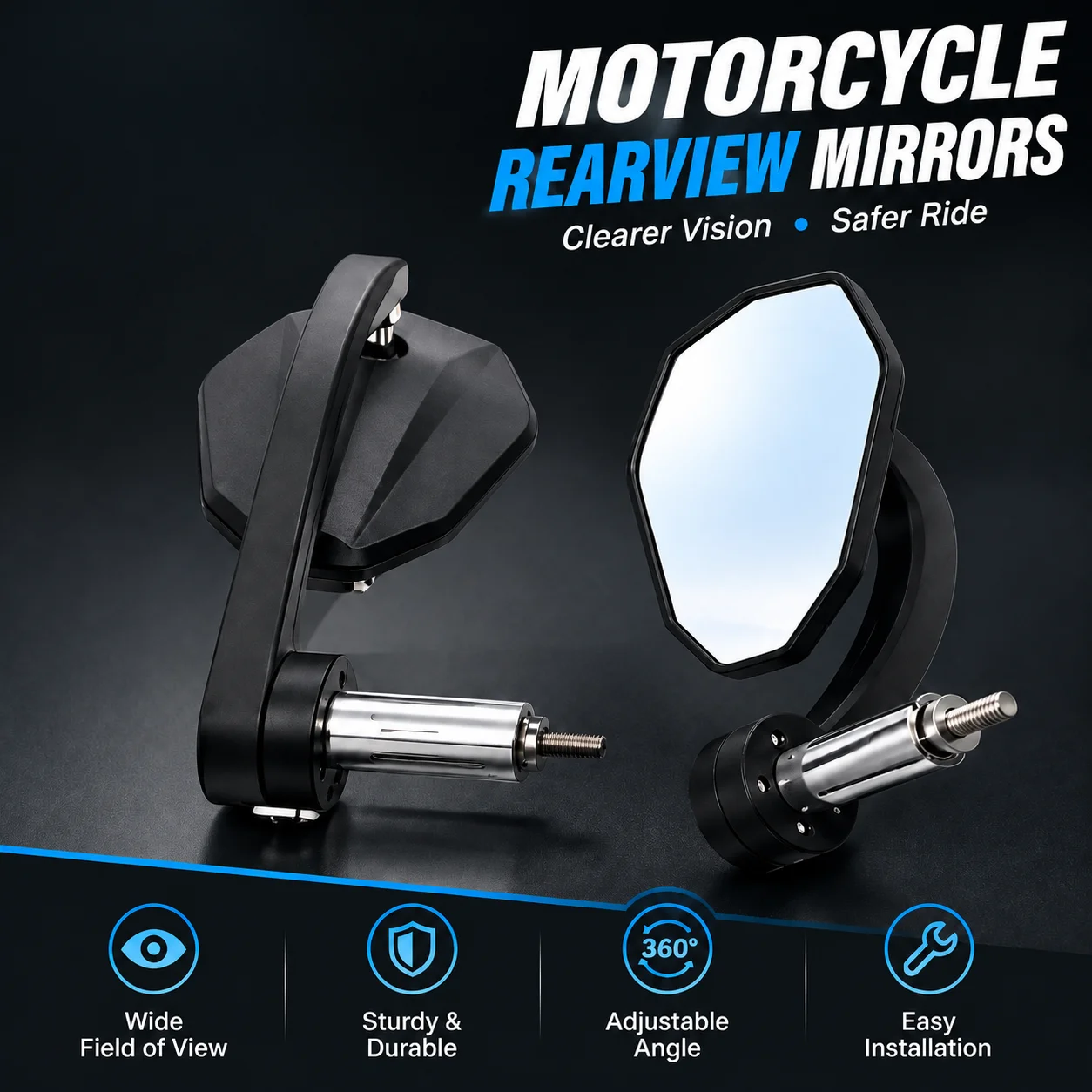 Motorcycle Bar End Rearview Mirror 360° Adjustable  For KTM Duke 390 250 125 690 790 890 CFMOTO 450SR XMAX300 Forza350