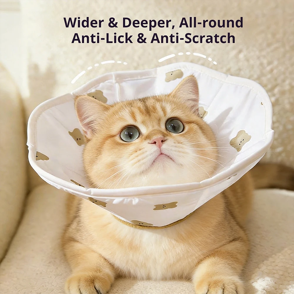 Cat Cute Anti-licking Double Sided Collar Cartoon Print Anti-bite Hood Deepen Soft Collar Comfortable Protective Cover