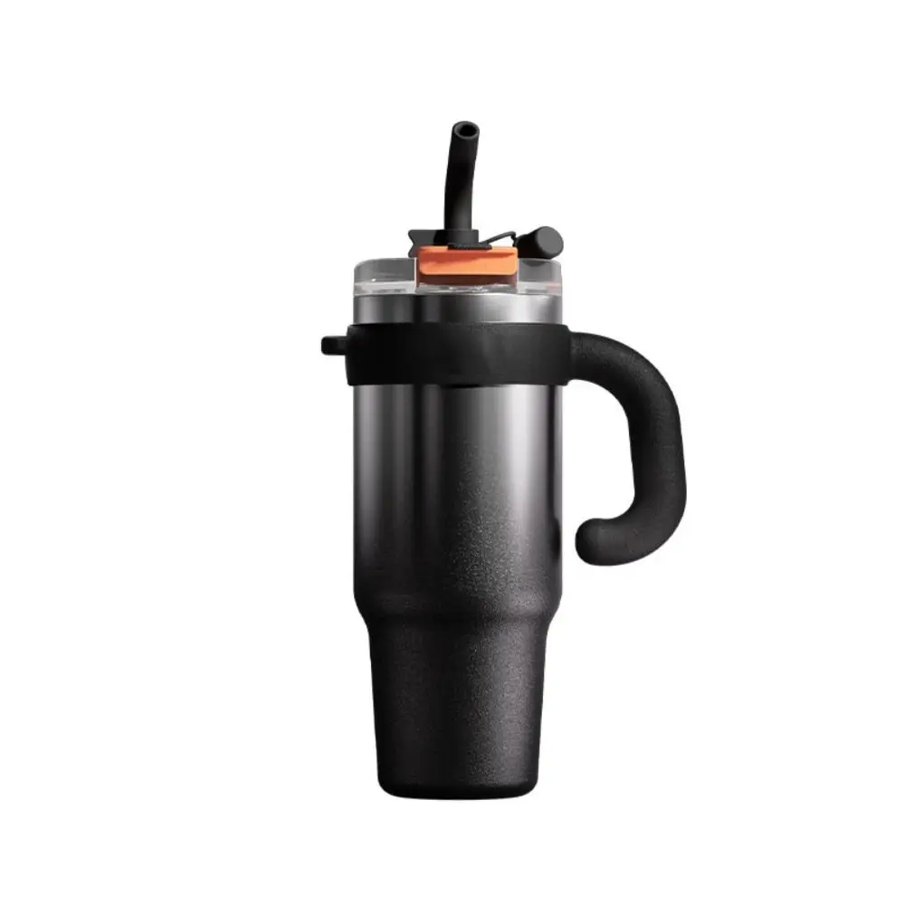 

Gift Large Capacity Thermos Cup Straw Ceramic Liner Insulated Coffee Mug Double Walled Ceramic Coating Travel Mug Desktop