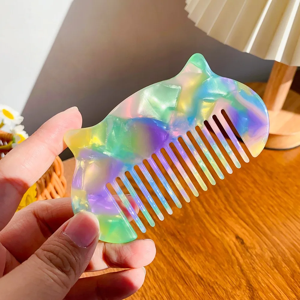 

Cat Ear Shaped Acetate Comb Wide Toothed Hair Styling Tool Makeup Comb Colorful Hair Accessories Hairdressing Comb Household