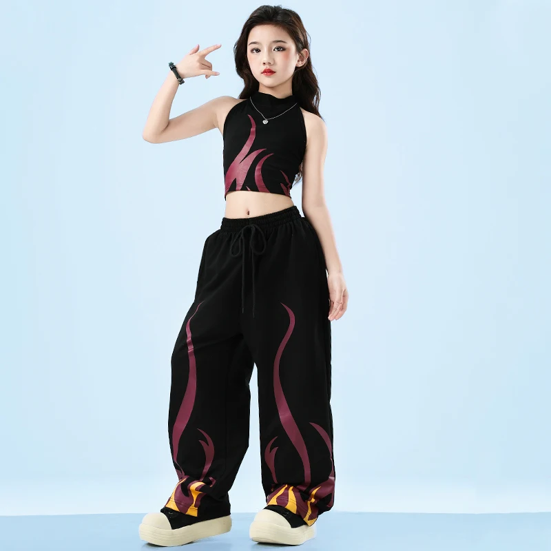 Dziewczęta Hip Hop Cool Crop Tshirt Cargo Pants Children Street Dance Hot Shorts Top Kids Streetwear Teens Costumes Jazz Clothes Sets