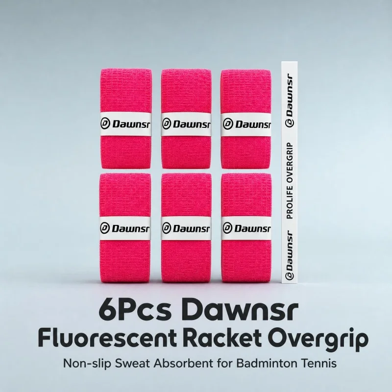6Pcs Dawnsr Racket Overgrip Tape Sweat Absorbent Non‑Slip Grip Tape for Tennis Badminton Padel Accessories