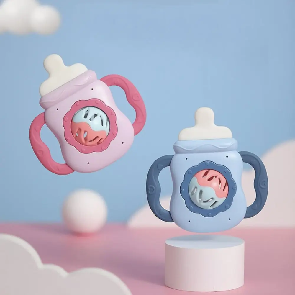 귀여운 식품 등급 아기 젖병 딸랑이 장난감 씹을 수 있는 벨 치발기 씹는 장난감 젖병 모양 유아/유아용