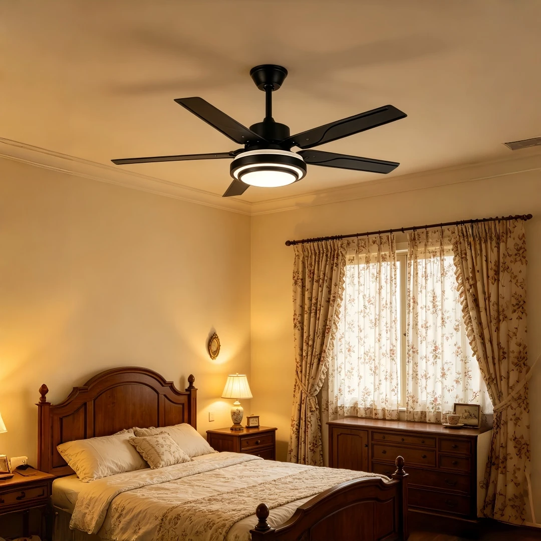 Modern Minimalist Black Ceiling Fan with Light for Living Room Bedroom Dining Room Sleek Contemporary Home Decor