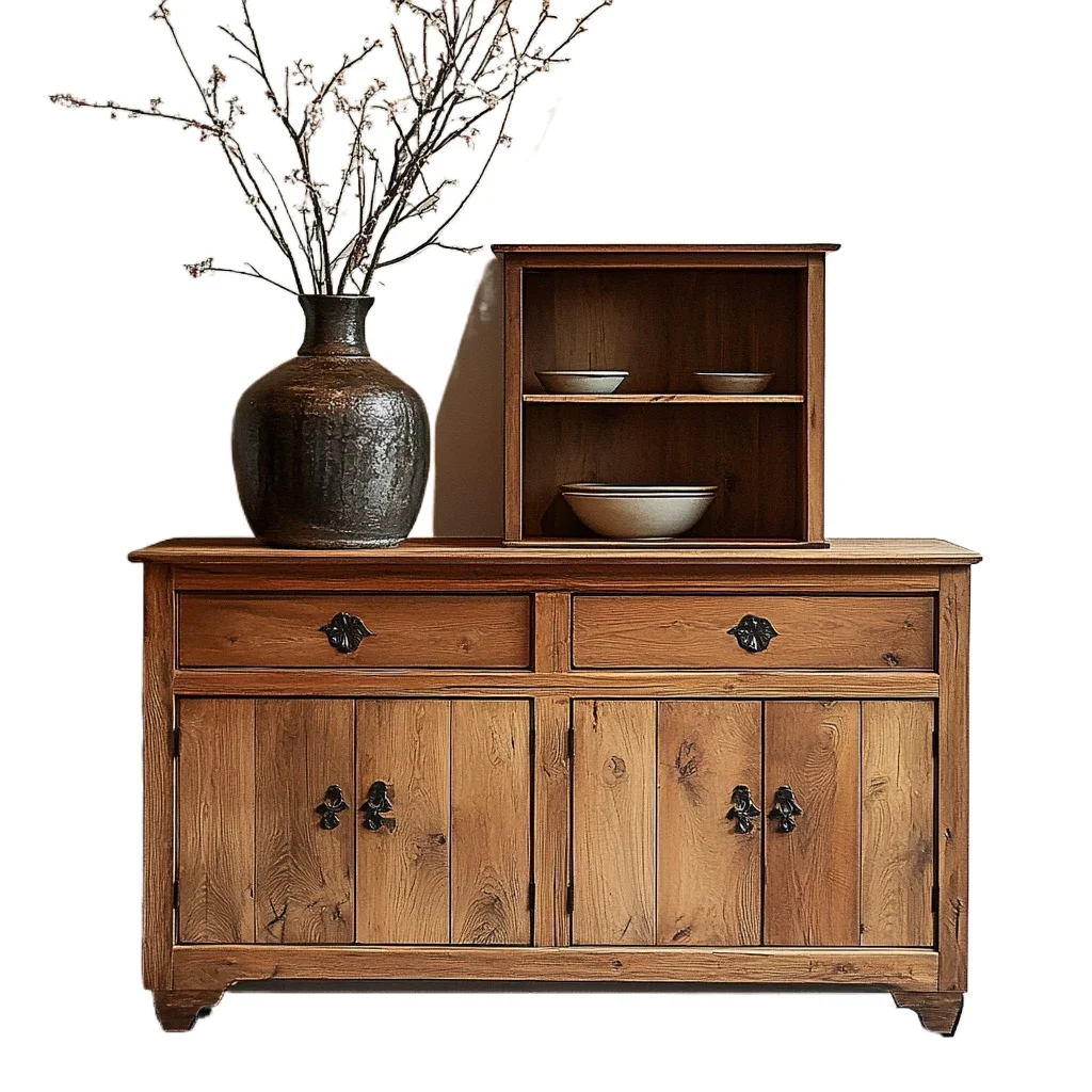 

Solid wood dining side cabinet, living room wall locker, retro log storage cabinet