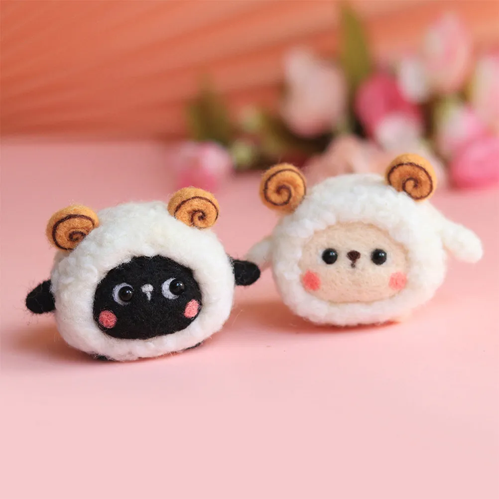 1Set Premium Wool Felt Sheep DIY Needle Felting Kit for Kids Adults Creative Craft Activity Bright Cartoon Decorative Ornament