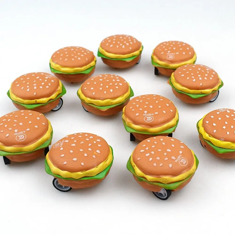 Pinata Filler Mini Burger Pull Back Car Cartoon Plastic 3D Hamburg Cars Cute Children Pull-back Truck Birthday Party