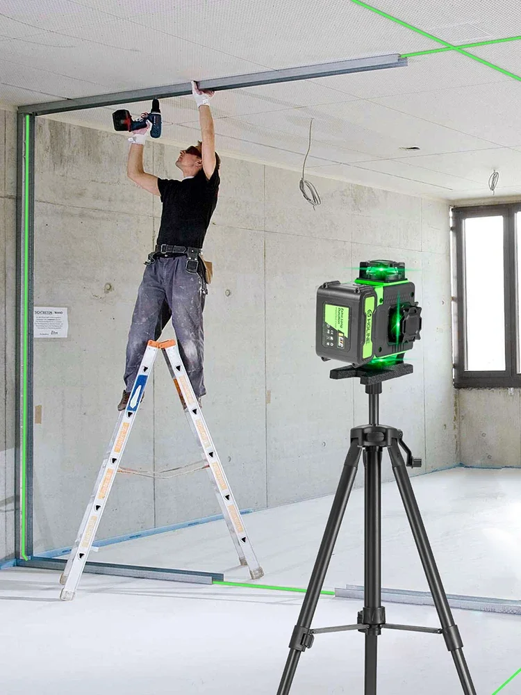 HGLINE 16 lijnen laserniveau APP Afstandsbediening Horizontale verticale niveaus Machine Power Display Lasernivellering met 100 cm statief - afbeelding 2