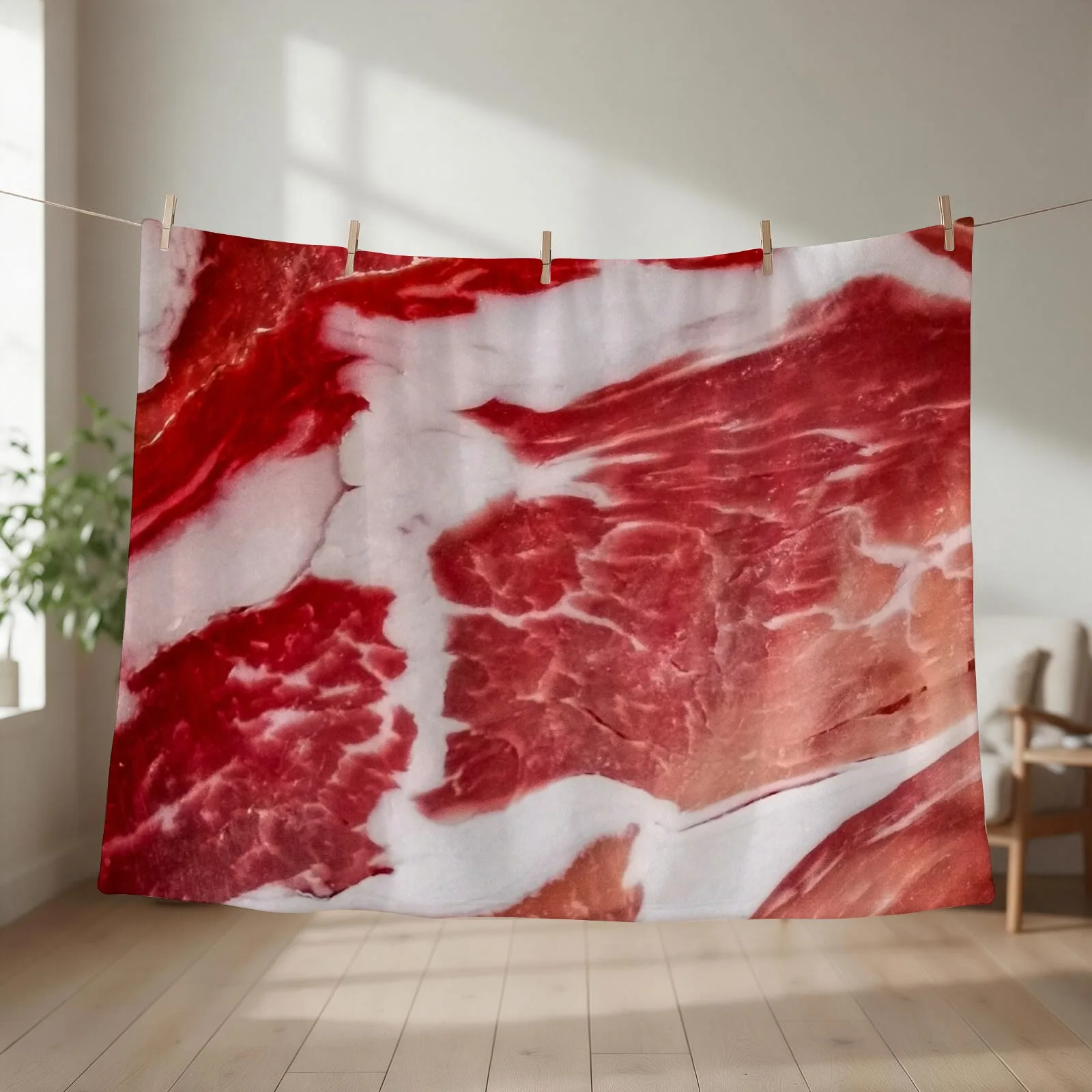 Meat Texture Closeup Throw Blanket couch cozy soft plush fuzzy picnic outdoor blanket
