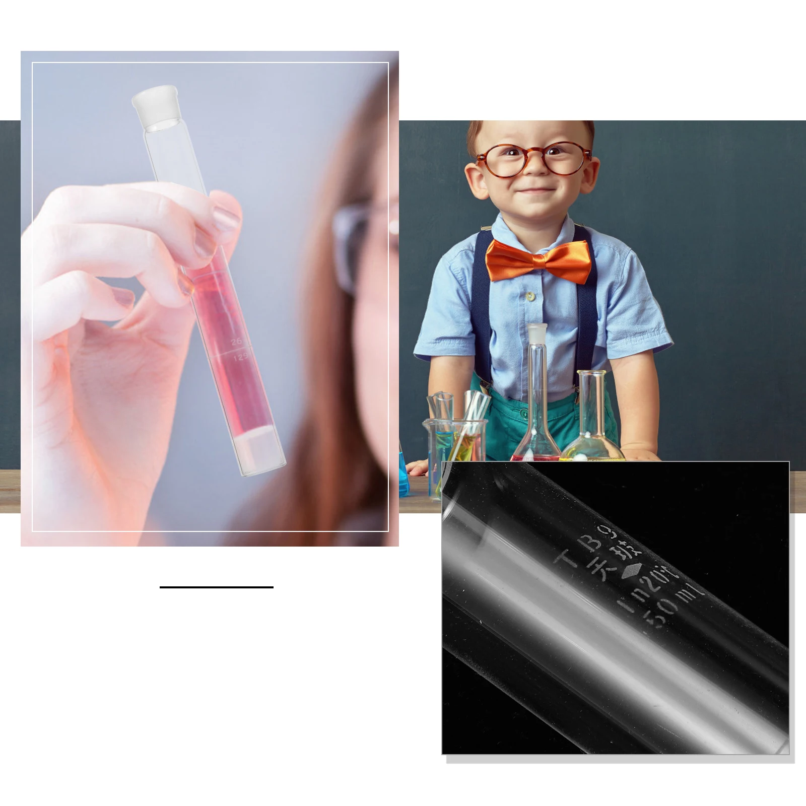 

50ml Glass Scientific Tube Smooth Burr Free Eco Friendly Safe Chemistry Experiment Tools Clear Markings Colorimetric Tube