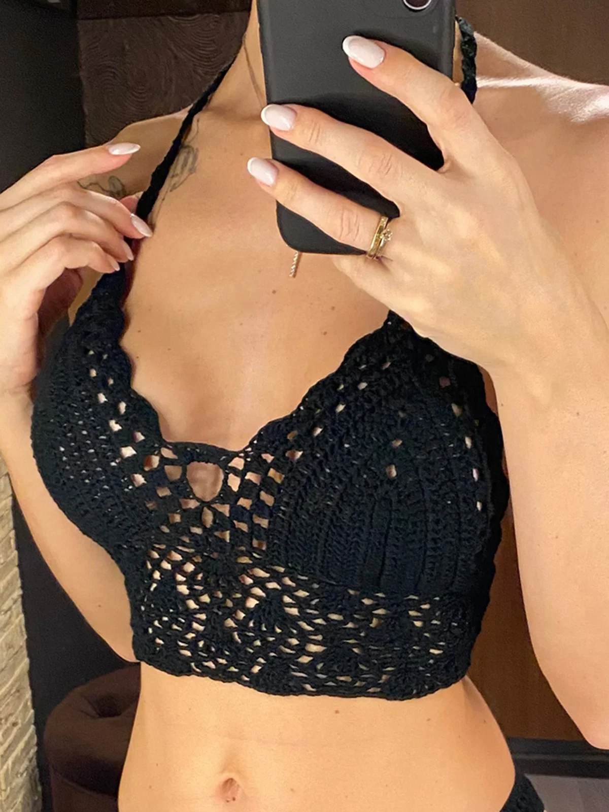 Atasan Bikini Rajut Crochet 9 Warna Ukuran S - XL, Pakaian Renang Wanita, Baju Renang, Pakaian Pantai Berlubang