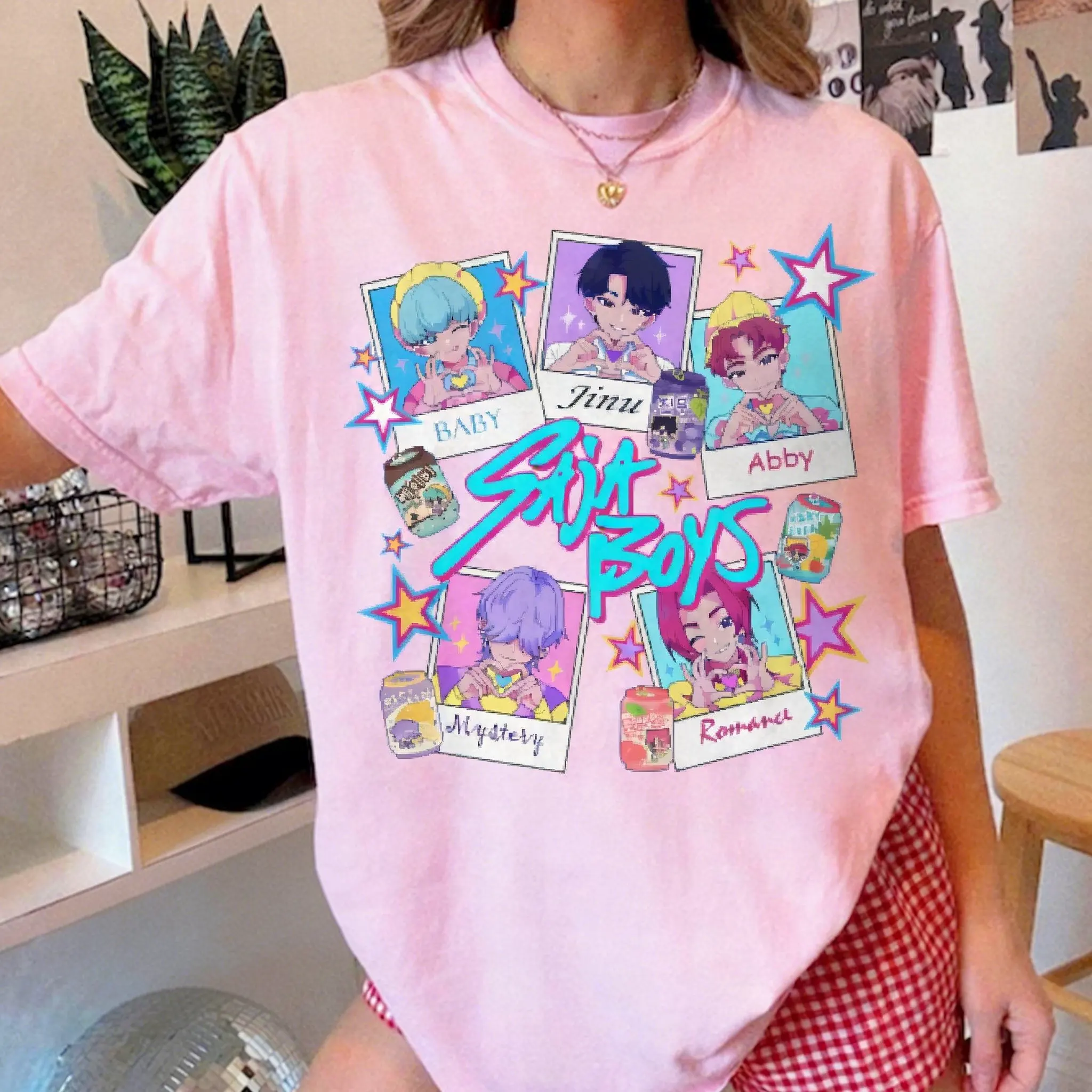 

Футболка унисекс Kpop Demon Hunters Saja Boys с графическим принтом, короткий рукав, уличный стиль, повседневный топ, винтажный мультяшный принт, лето 2026