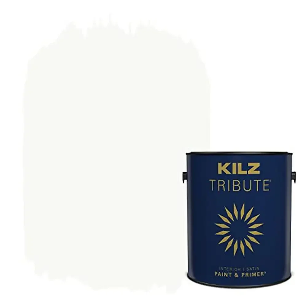 Interior Satin Wall Cabinet Paint & Primer with Superior Coverage White 1 Gallon Low VOC Acrylic Technology Easy Clean High