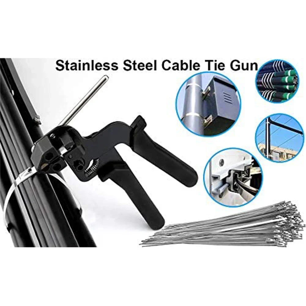 Self-locking Cable Ties Fasten Pliers Stainless Steel Crimper Tensioner Cutting Hand Tools Metal Zip Ties Gun for Cable Ties